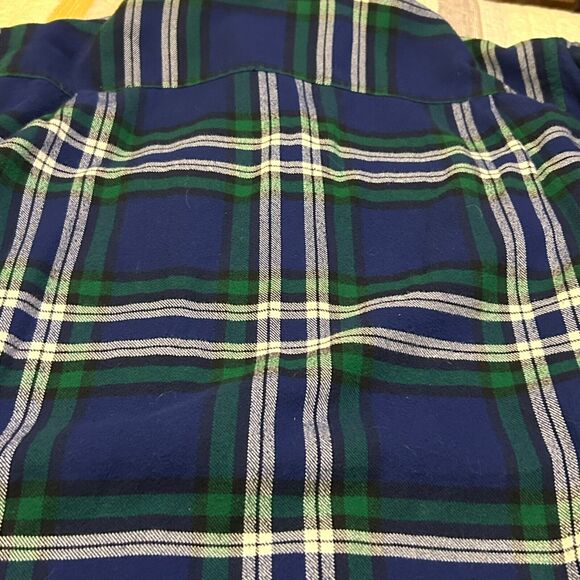 L.L. Bean Shacket Jacket Mens S Blue Green Plaid Pockets Fleece Lined Work Camp - Picture 11 of 12